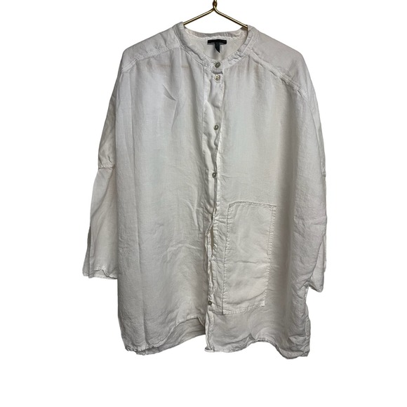 OSKA linen top white button up with shell buttons size 2XL - Picture 3 of 7